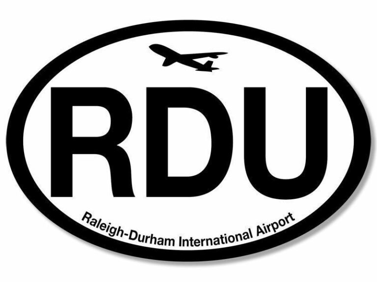 Logo of Raleigh-Durham International Airport (RDU) featuring "RDU" in bold letters, an airplane silhouette above, and the full name with "Fuel Projects" encircling the edge