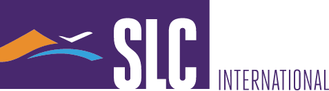 Logo of SLC International featuring a stylized orange and blue swoosh above the company name in white text on a purple background, symbolizing dynamic fuel projects.