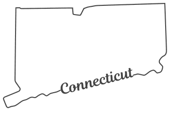 About the outline of Connecticut's state border with the state name labeled inside.